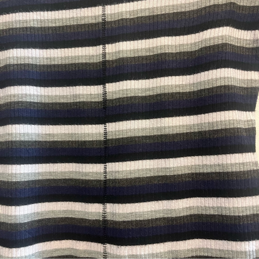 FREE PEOPLE Good on You Grey Multi Striped Three Quarter Sleeve Tee - Picture 11 of 14